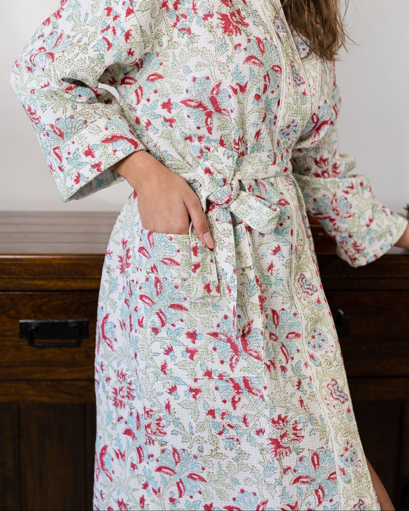 Garden Luxury Block Printed Cotton Bath Robe