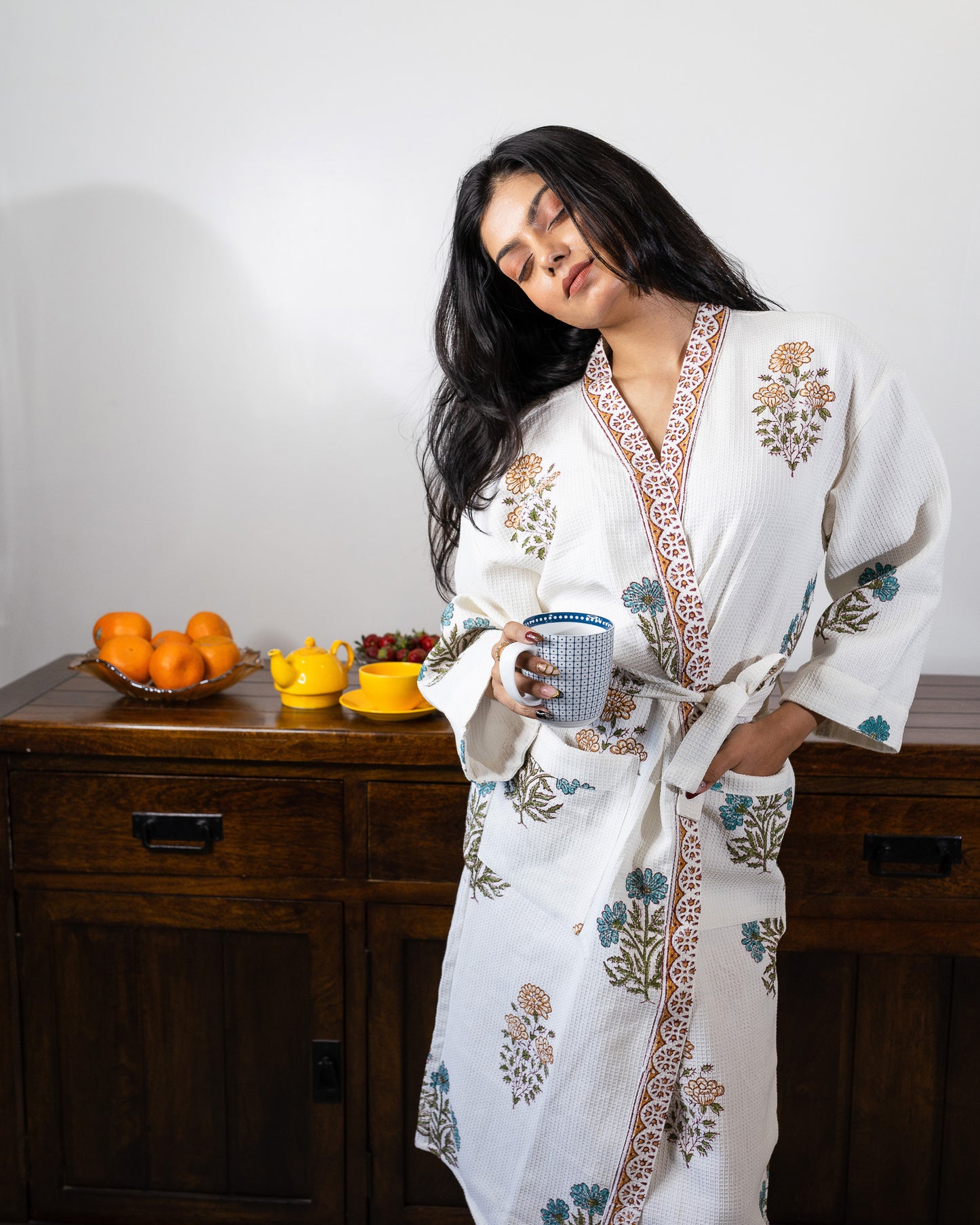 Amer Luxury Block Printed Cotton Bath Robe