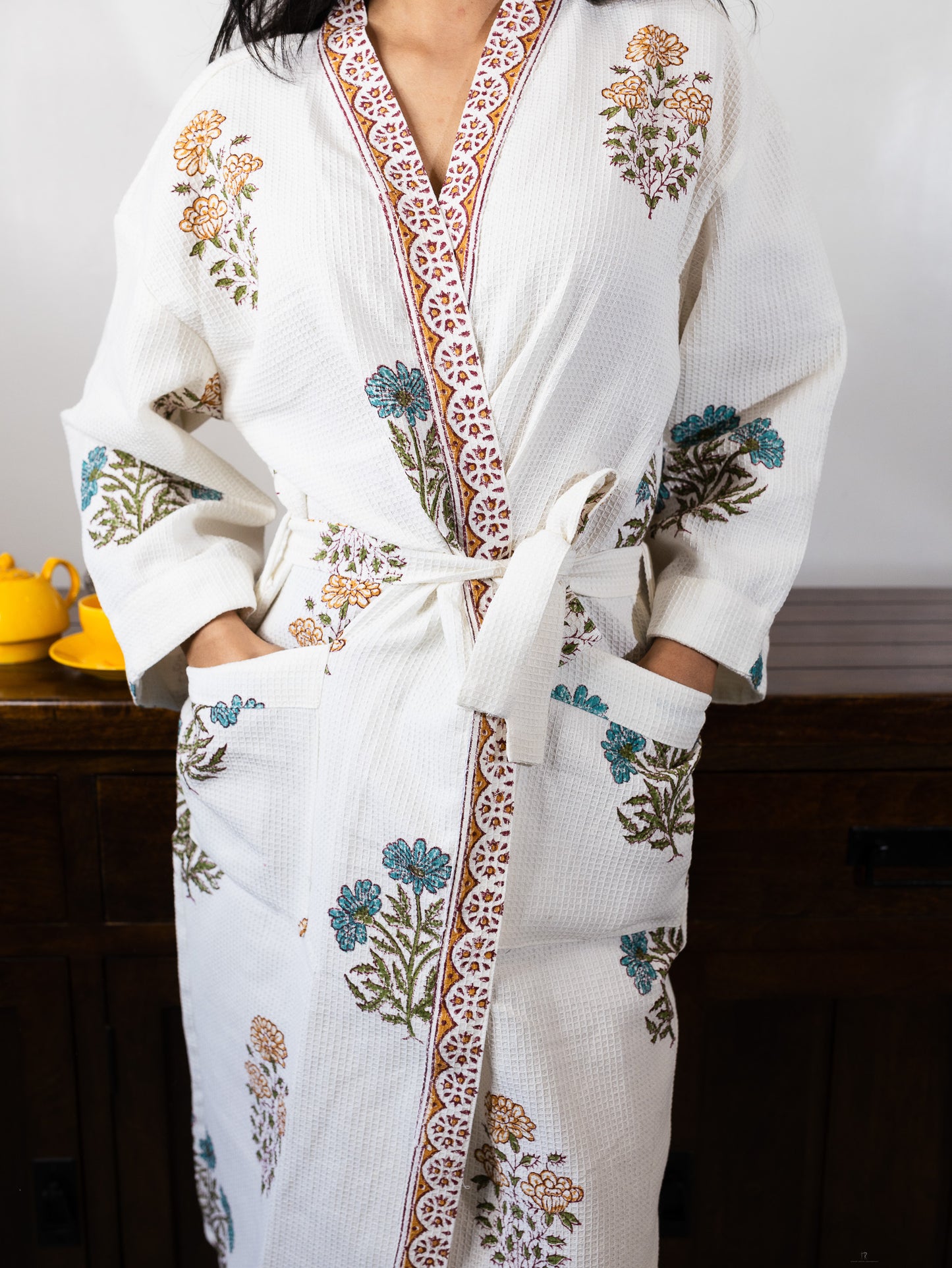 Amer Luxury Block Printed Cotton Bath Robe