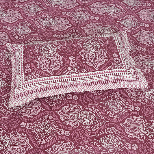 Pine Pink - Handblock Printed Bedsheet