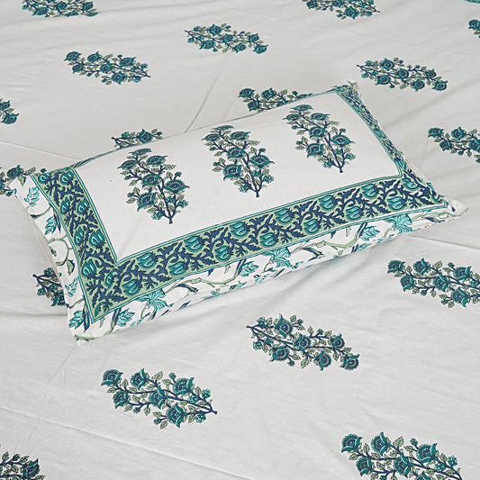 Mughal Boota Blue - Handblock Printed Bedsheet