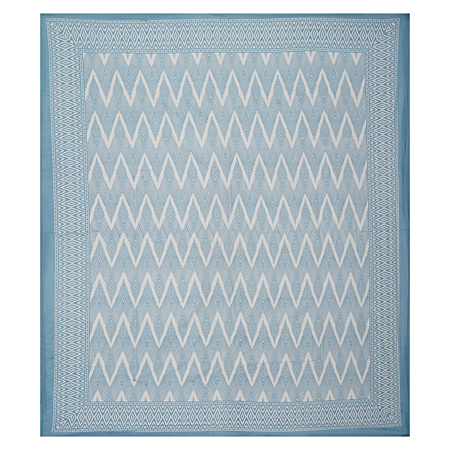 Chevron Blue - Handblock Printed Bedsheet