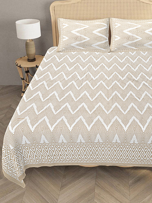 Chevron Yellow - Handblock Printed Bedsheet